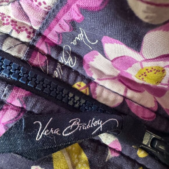 Vera Bradley Large Floral Quilted Shoulder Bag With Zipper & Double Straps - Picture 12 of 16